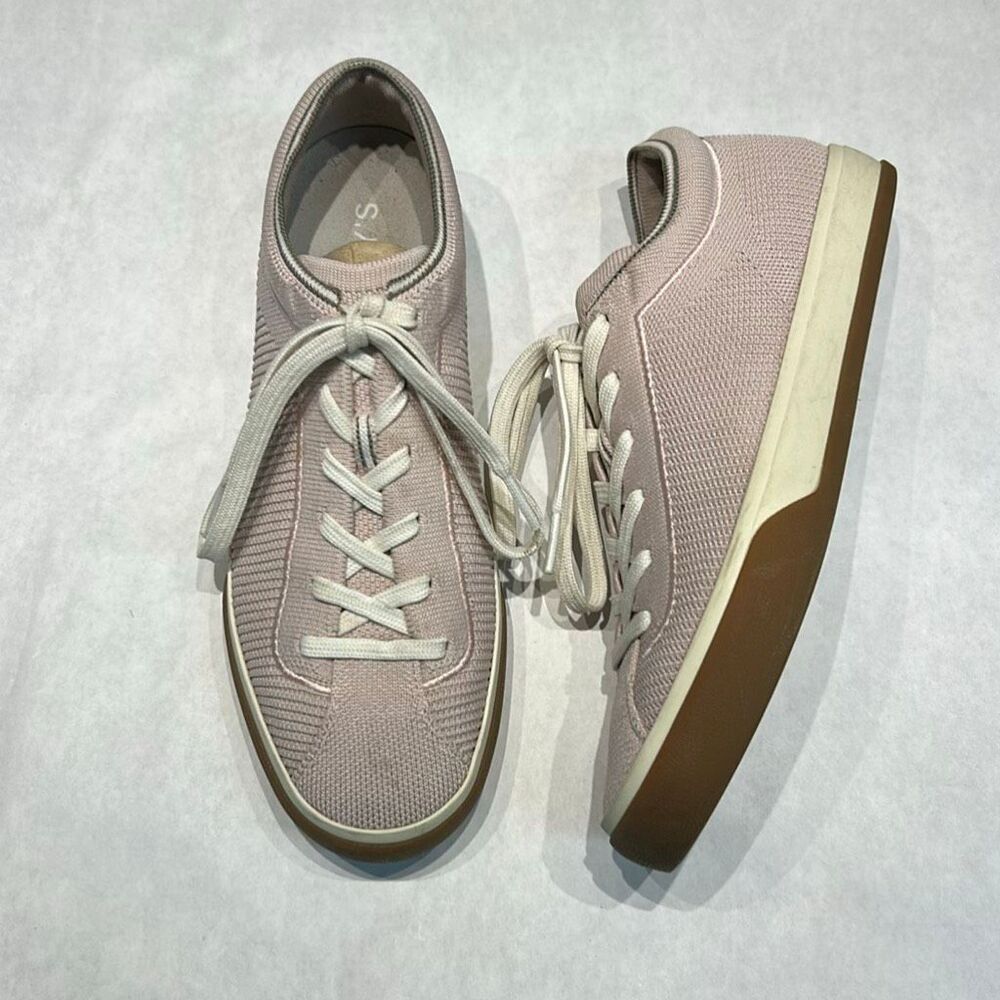 Rothy's Lace Up Sneakers Lilac Womens Sz 8 Knit Stretch Woven Gum Outsole